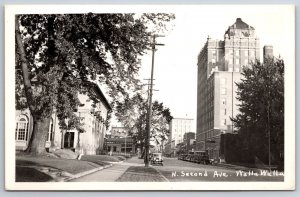 Walla Walla~Big Tree by Post Office~N Second Ave~Marcus Whitman Hotel~RPPC 1940s