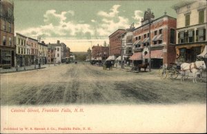 Franklin Falls NH Central St. c1905 Postcard