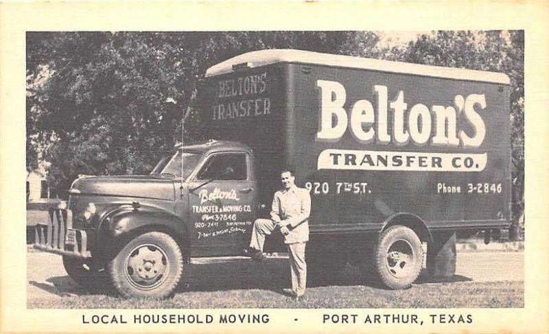 Port Arthur TX Belton's Transfer Co. Moving Truck Postcard