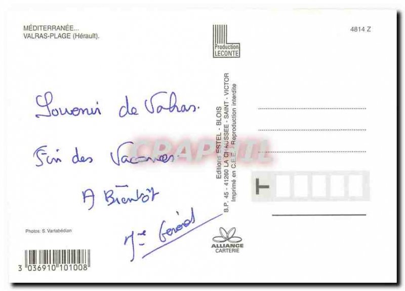 Postcard Modern Mediterranee Valras Plage Herault