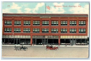 1910 Madgett Block Exterior Hastings Nebraska NE Unposted Carriage Car Postcard