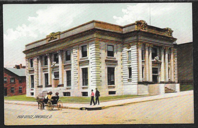 Post Office Zanesville Ohio Unused c1910s