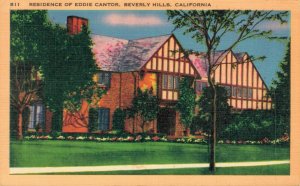 USA Residence Of Eddie Cantor Beverly Hills California Linen Postcard 03.34
