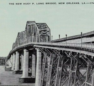 Vintage The New Huey P. Long Bridge, New Orleans, LA Postcard P47 