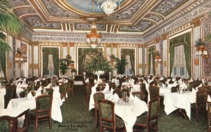 Vintage Postcard 1915 Louis XVI Dining Room Hotel La Salle Chicago Illinois ILL