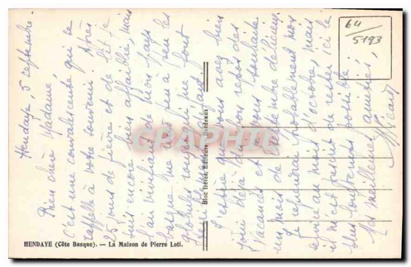 Old Postcard Hendaye (Basque coast) La Maison Pierre Loti