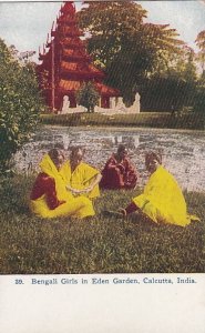 Postcard Bengali Girls in Eden Garden Calcutta India