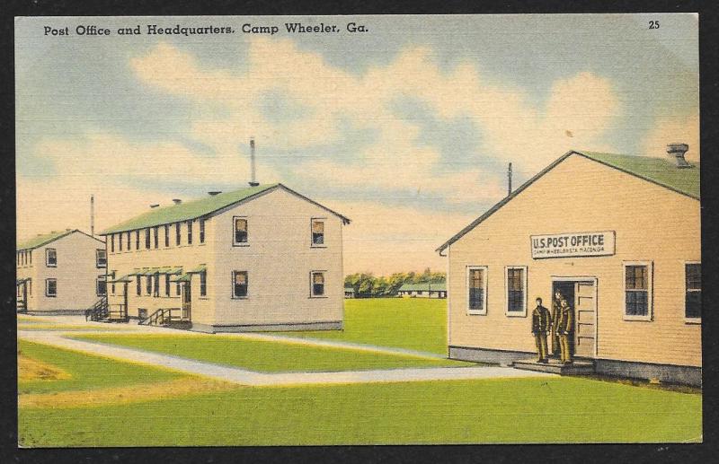 Post Office & Headquarters Camp Wheeler Wheeler Georgia Unused c1930s