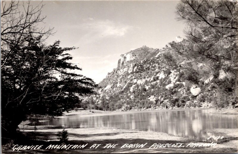 Real Photo Postcard Granite Mountain at the Basin in Prescott, Arizona