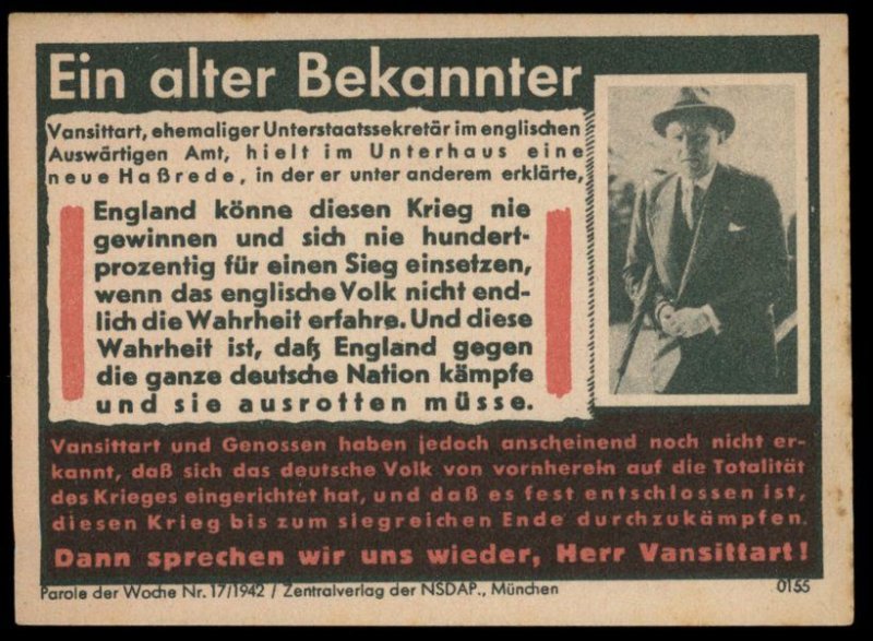 3rd Reich Germany Goebbels Parole der Woche Propaganda Plakat Sheetlet G87741