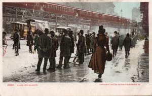 13413 Trolleys and Elevated Railroad, A New York Blizzard 1906