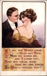 Fred Spurgin Beautiful Woman Fashionable Man Romance Poem c1910 Postcard