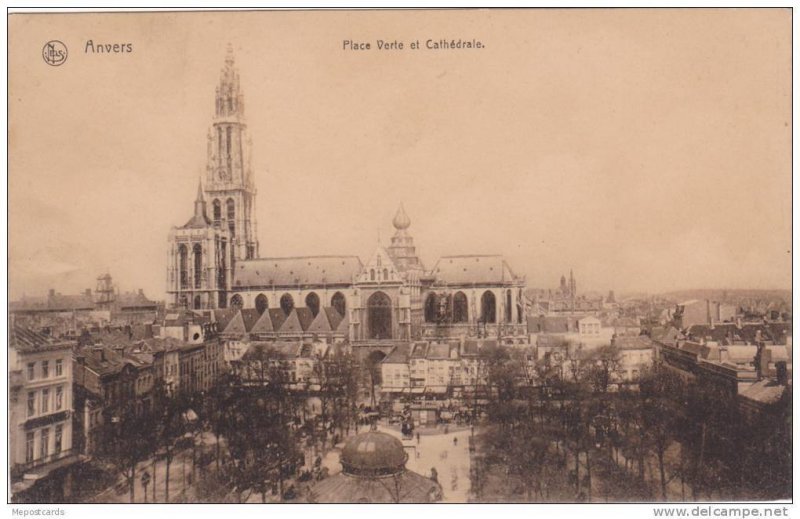 Place Verte Et Cathedrale, Anvers (Antwerpen), Belgium, PU-1914