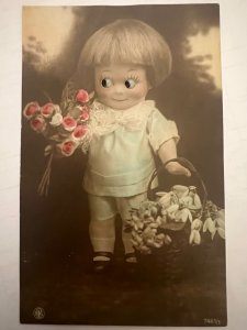 Vintage French Googly Eyed Doll Card