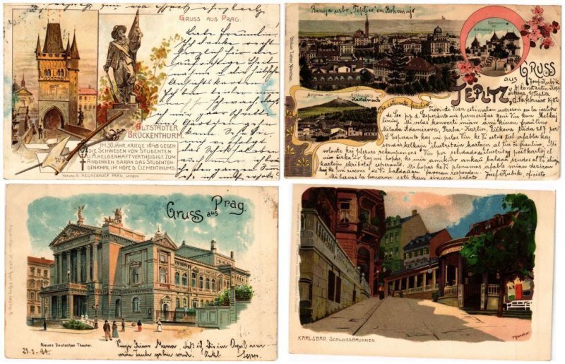 CZECH REPUBLIC, CZECOSLOVAKIA, 21 Vintage LITHOGRAPH POSTCARDS pre-1910 (L5792)