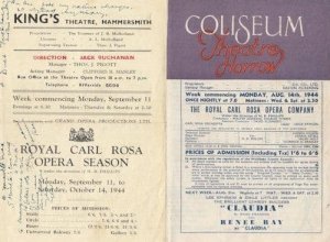 Carl Rosa Opera Company 2x WW2 Harrow Hammersmith Theatre Programme s