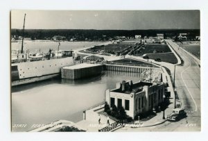 Postcard State Ferry Dock Mackinaw City Mich. RPPC Standard View Card Old Cars