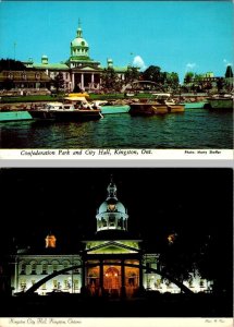 2~4X6 Postcards Kingston, Ontario Canada CONFEDERATION PARK~Boats & CITY HALL