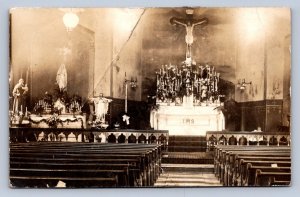 J87/ Mingo Junction Ohio RPPC Postcard c1910 St Agnes Church Interior  190