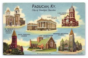 Postcard  Paducah Ky. Kentucky City Of Beautiful Churches Multi View Card