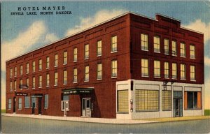 Hotel Mayer, Devils Lake ND Vintage Linen Postcard F70