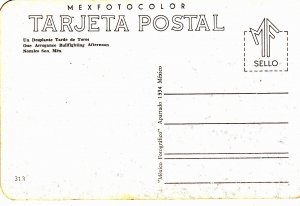 P1935 vintage postcard nagales son many signs coca cola etc bullfighting mexico