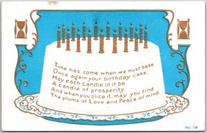 1915 Cake with Written Message Birthday Candles Greetings Card Posted Postcard