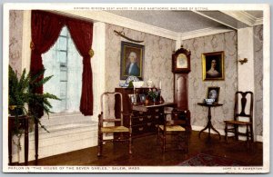 Vtg Salem Massachusetts MA Parlor House of the Seven Gables Postcard