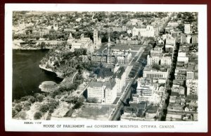 dc1397 - OTTAWA Ontario 1940s Parliament Aerial View. Real Photo Postcard