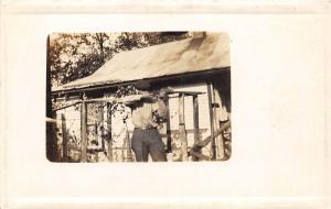 D52/ Hunting Gun Rifle Postcard Real Photo RPPC c1910 Man Rifle Aim 1