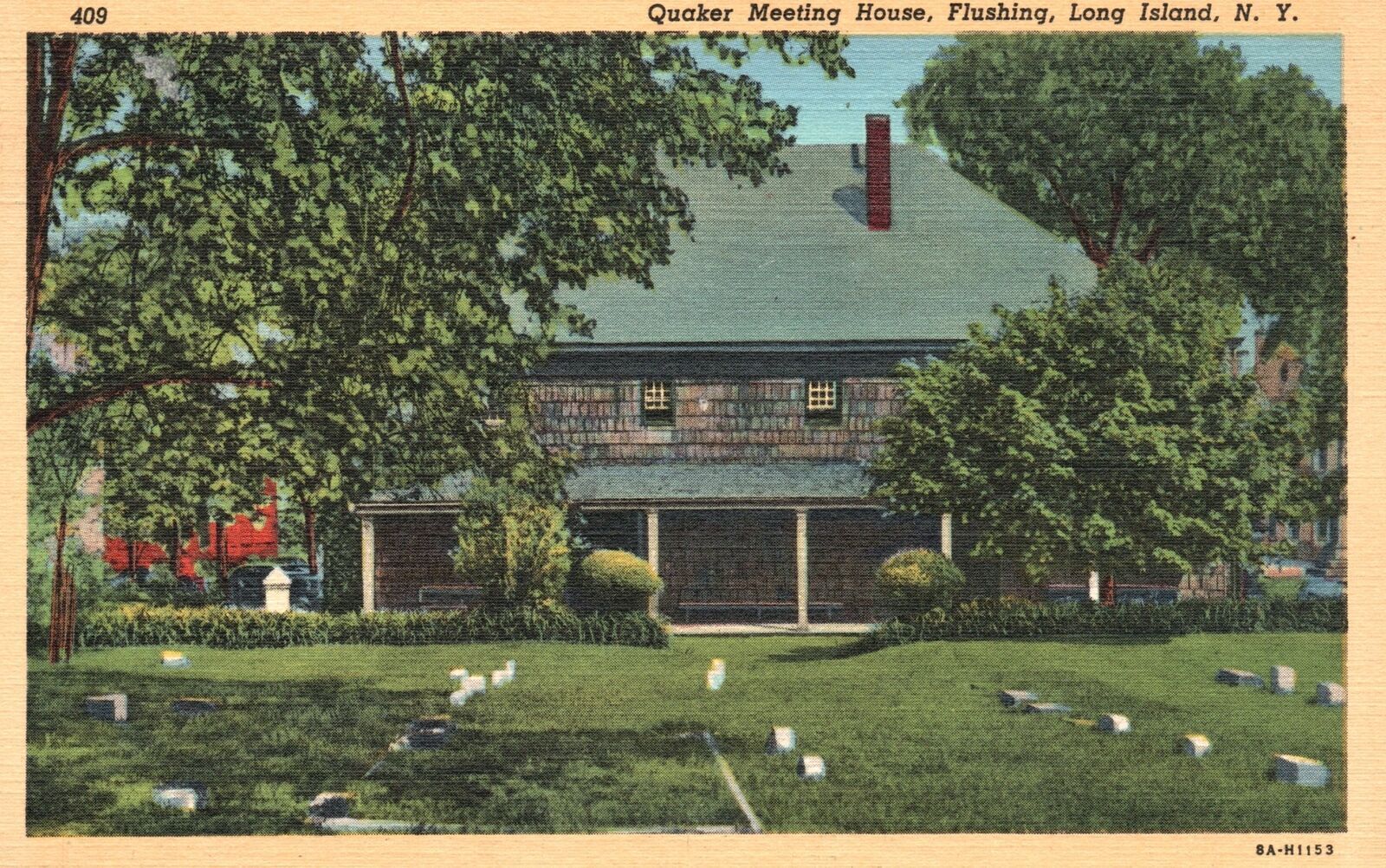 Vintage Postcard Historic Quaker Meeting House Flushing Long Island New