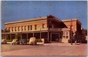 Cody Wyoming WY, 1950  Irma Hotel, Sandstone Architecture, Automobiles, Postcard