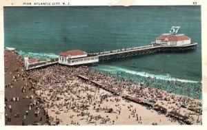 Atlantic City NJ-New Jersey, Pier Swimming Beach Ocean, Vintage Postcard