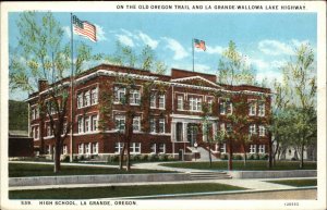 La Grande Oregon OR High School c1920s-30s Postcard