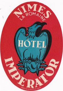 France Nimes Hotel Imperator Vintage Luggage Label sk2129