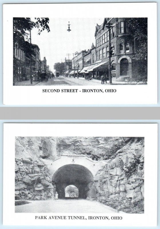 2 Repro Postcards IRONTON, OH ~ Park Ave Tunnel & SECOND STREET Scene 4x6
