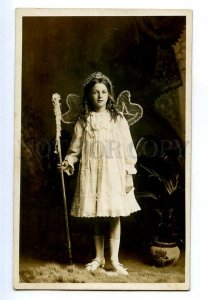 497519 NEW YEAR CARNIVAL Girl in Costume FAIRY ELF Vintage REAL PHOTO postcard