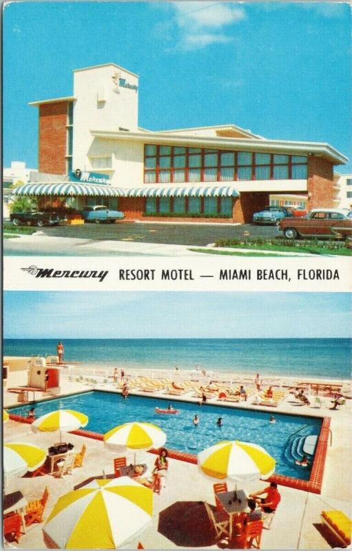 Mercury Resort Motel Miami Beach FL Florida Pool Multiview c1958 Postcard D83