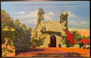 Vintage Postcard 1946 Plymouth Congregational Church, Coconut Grove, Miami, FL