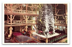 Lobby Old Faithful Inn Yellowstone National Park Wyoming Postcard