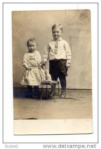 RP: Horace & Hazel Boyd Posing by Chair, 1910-30s