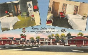 HARRY SMITH MOTEL Alexandria, VA Roadside c1950s Linen Vintage Postcard