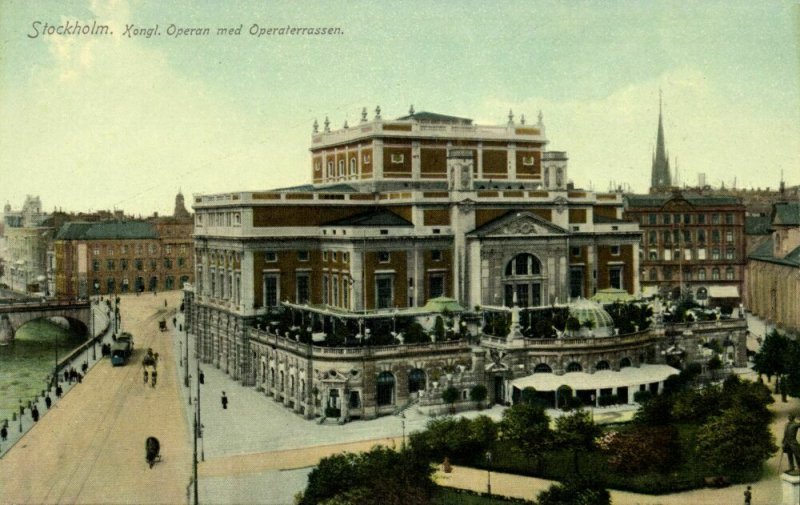 sweden, STOCKHOLM, Kongl. Operan med Operaterrassen, Theatre (1910s) Postcard