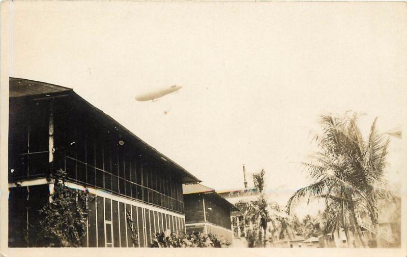 Observation Dirigible, Blimp Over Panama Real Photo Postcard