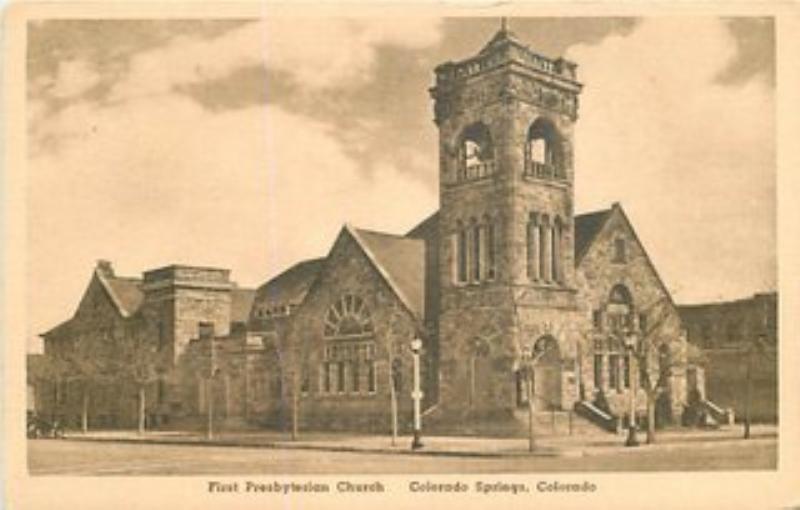 COLORADO SPRINGS, COLORADO First Presbyterian Church Albertype CO 1126 postcard