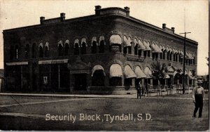 View of Security Block, Security Bank Tyndall SD Vintage Postcard K70