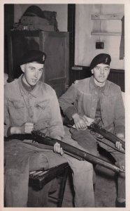 Soldiers Loading Rifle Gun Army Old Military Antique Photo