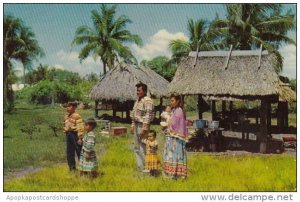 Seminole Indian Family On Their Reservation In Tropical Florida