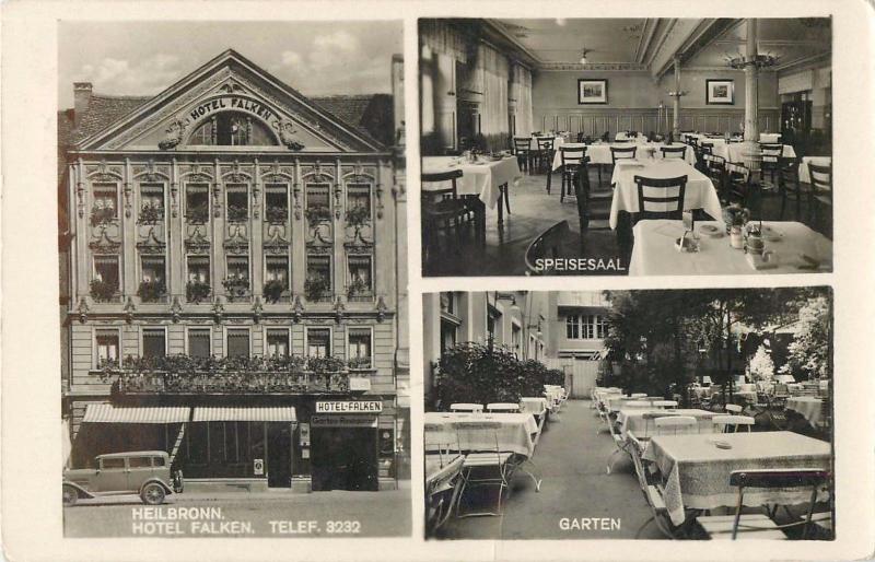 1940 Stuttgart Postmark On Hotel Falken, Heilbron Multiview Real Photo Postcard