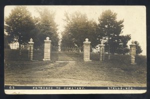 RPPC STELLA NEBRASKA ENTRANCE TO CEMETERY VINTAGE REAL PHOTO POSTCARD